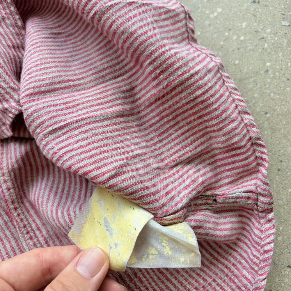 Vintage 90s Armani Jeans Pink Striped Linen Shirt - Gem